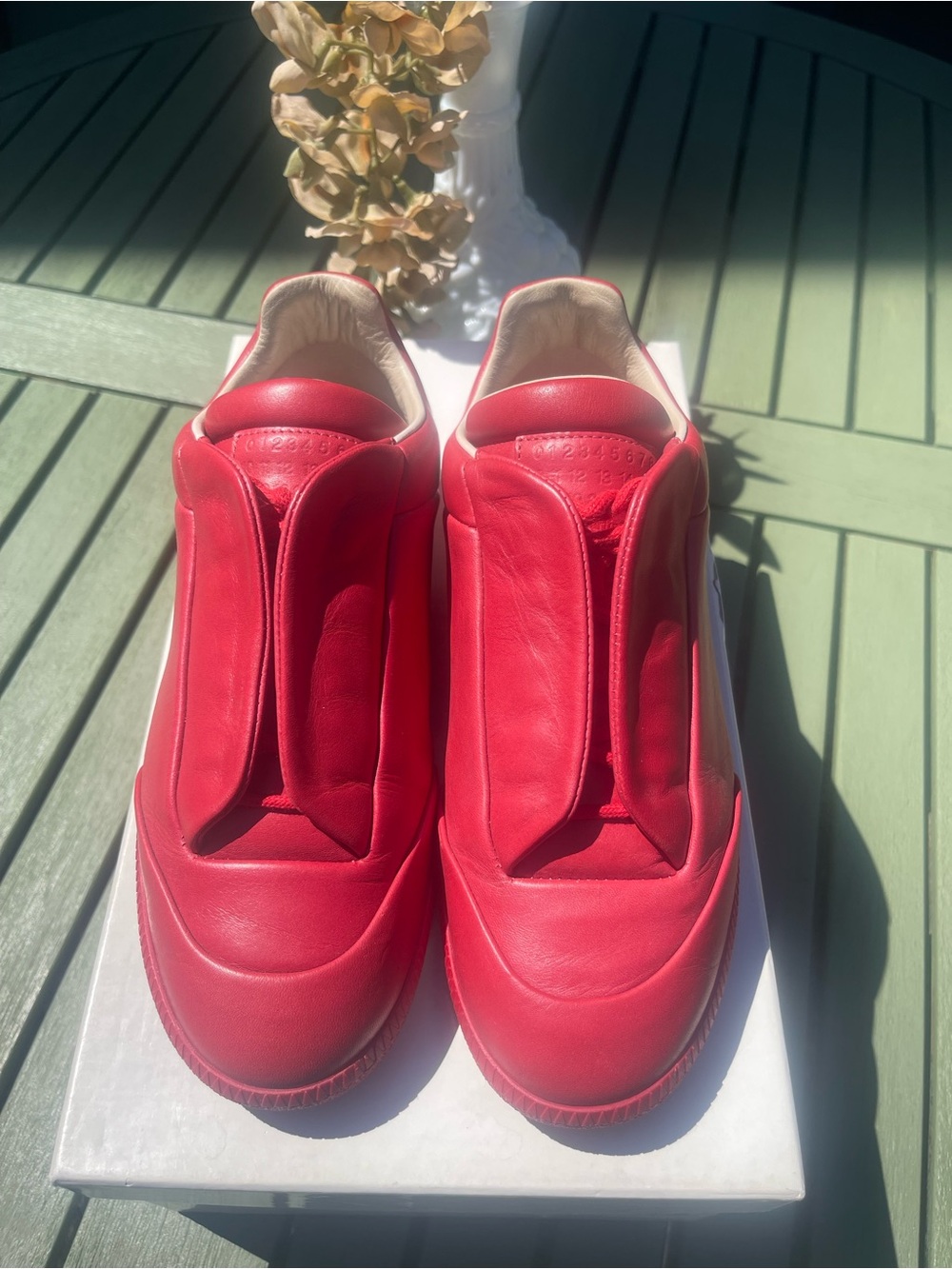 Women's Maison Margela Future Low Top Red Leather Sneakers